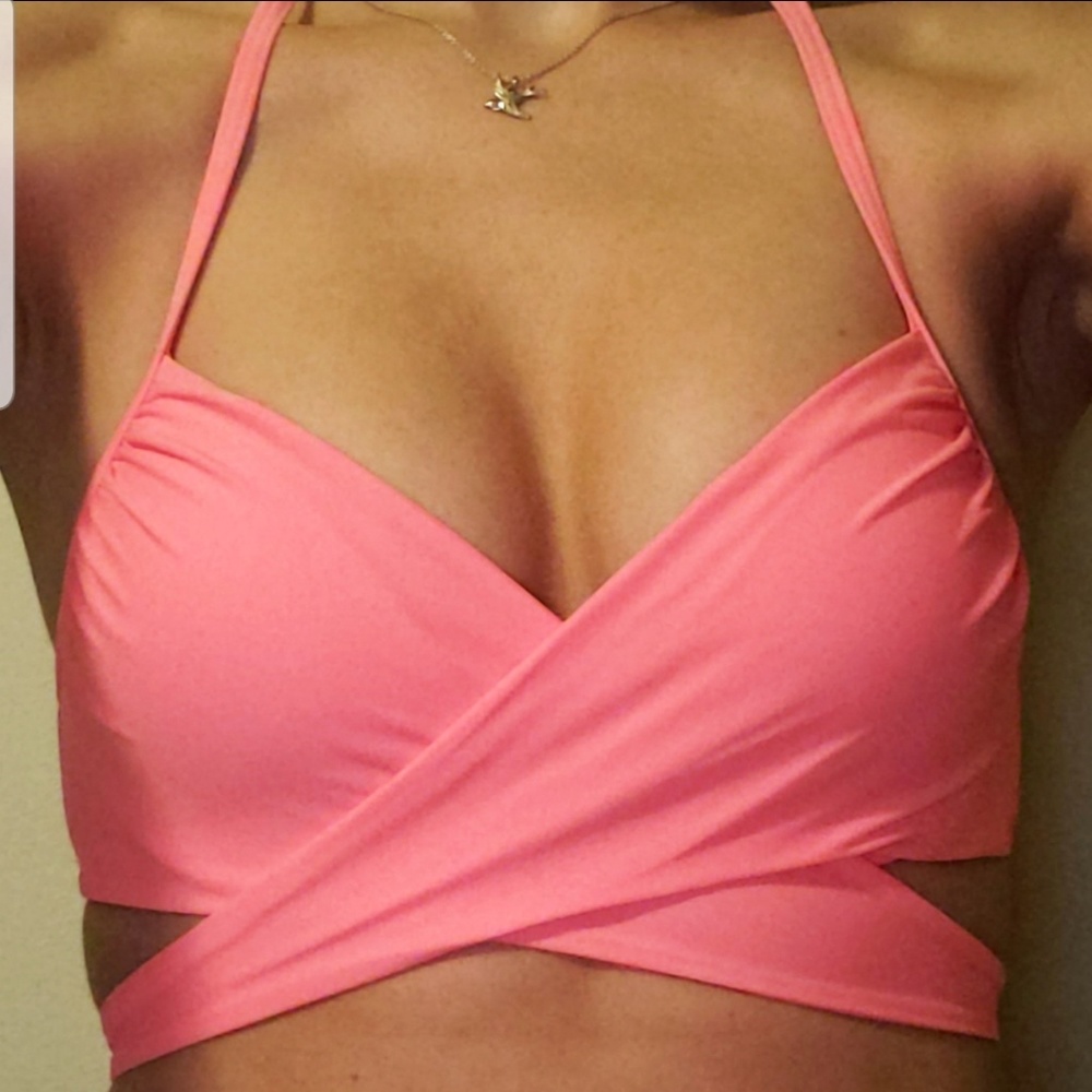 NEW 32B Victoria Secret pink halter wrap swimsuit